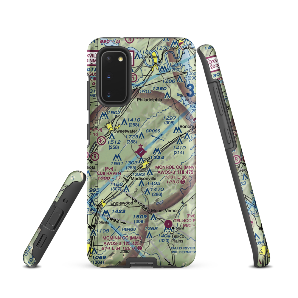 Monroe County Airport (MNV) VFR Sectional Samsung Phone Case Samsung Galaxy S20 model shown