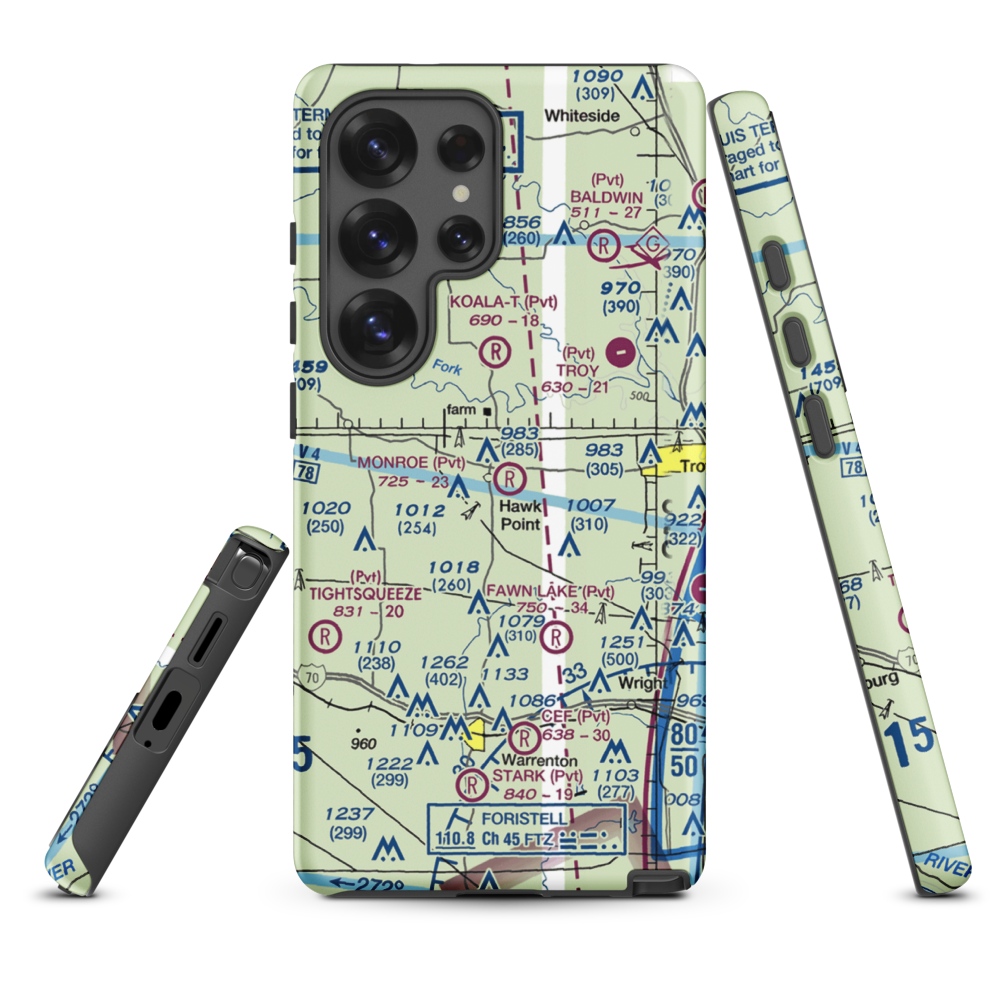 Monroe Field (2MU9) VFR Sectional Samsung Phone Case Samsung Galaxy S25 Ultra model shown