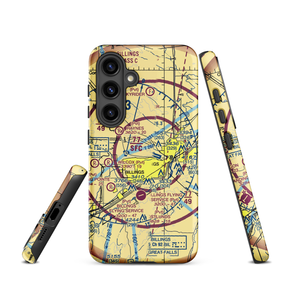 Montana ARNG Heliport (MNG) VFR Sectional Samsung Phone Case Samsung Galaxy S24 model shown