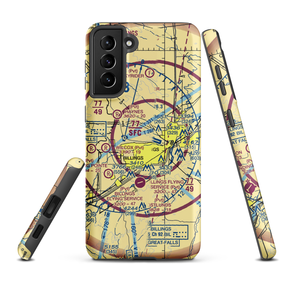 Montana ARNG Heliport (MNG) VFR Sectional Samsung Phone Case Samsung Galaxy S21 FE model shown