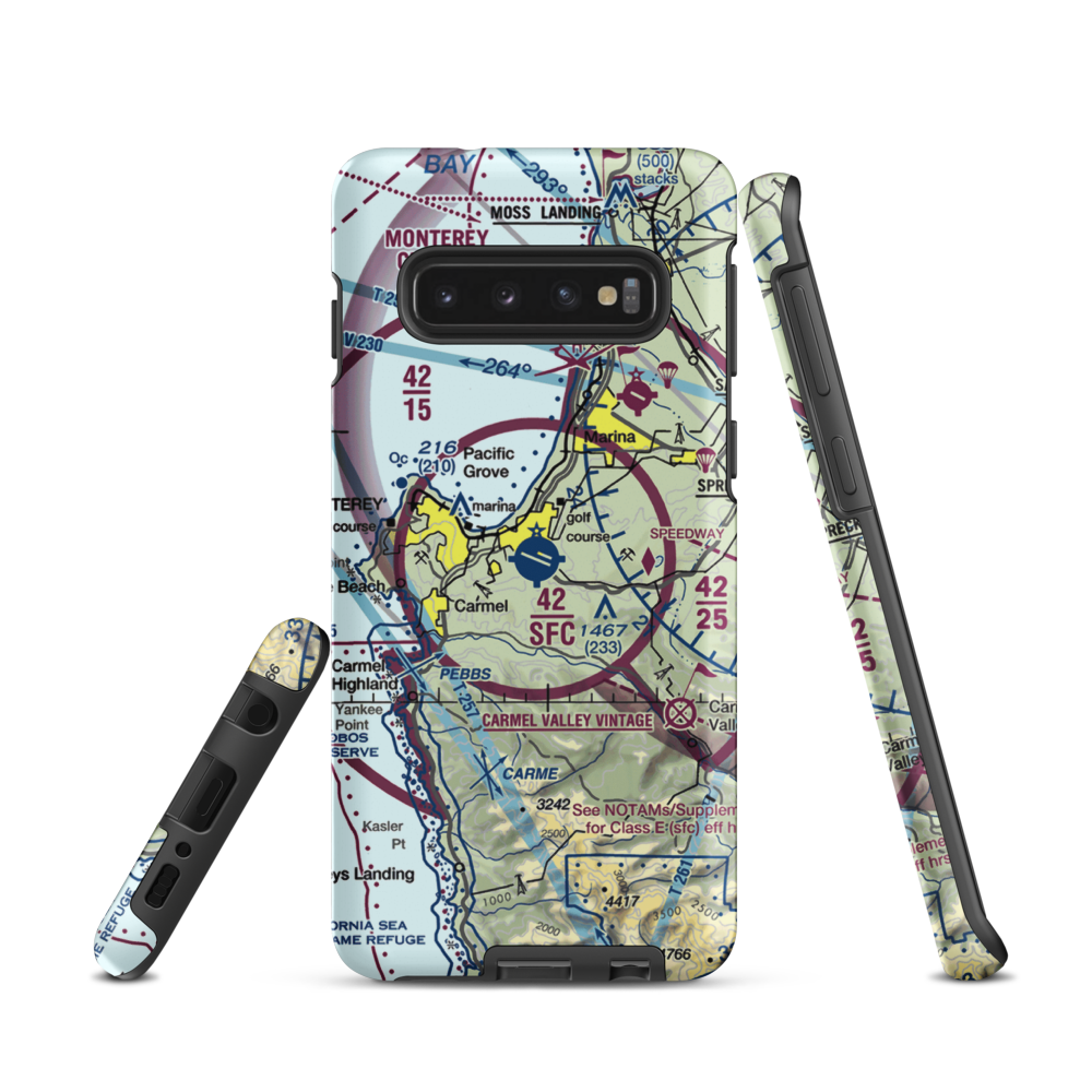 Monterey Peninsula Airport (MRY) VFR Sectional Samsung Phone Case Samsung Galaxy S10 model shown