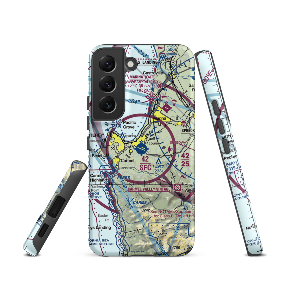 Monterey Peninsula Airport (MRY) VFR Sectional Samsung Phone Case Samsung Galaxy S22 model shown