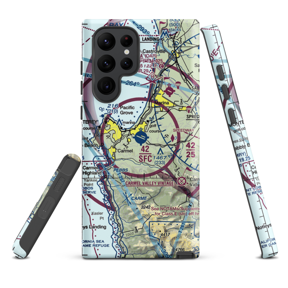 Monterey Peninsula Airport (MRY) VFR Sectional Samsung Phone Case Samsung Galaxy S22 Ultra model shown