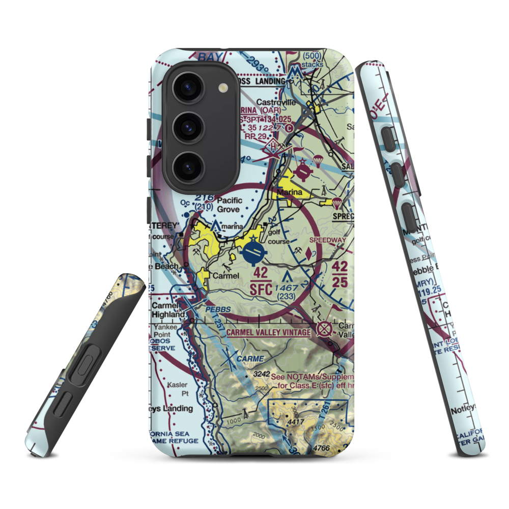 Monterey Peninsula Airport (MRY) VFR Sectional Samsung Phone Case Samsung Galaxy S23 Plus model shown