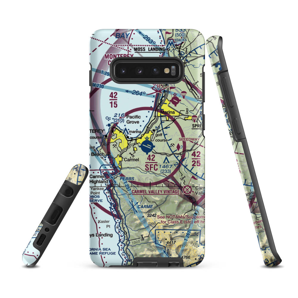 Monterey Peninsula Airport (MRY) VFR Sectional Samsung Phone Case Samsung Galaxy S10 Plus model shown