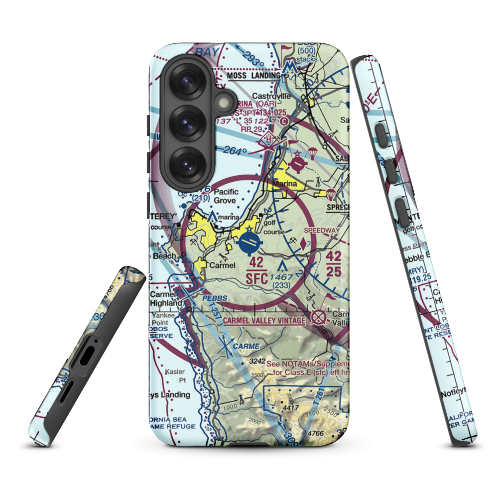 Monterey Peninsula Airport (MRY) VFR Sectional Samsung Phone Case Samsung Galaxy S25 Plus model shown