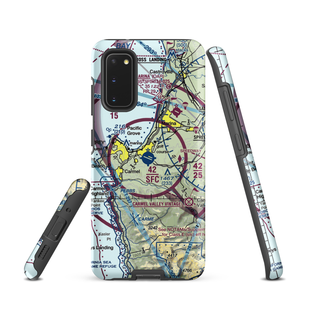 Monterey Peninsula Airport (MRY) VFR Sectional Samsung Phone Case Samsung Galaxy S20 model shown
