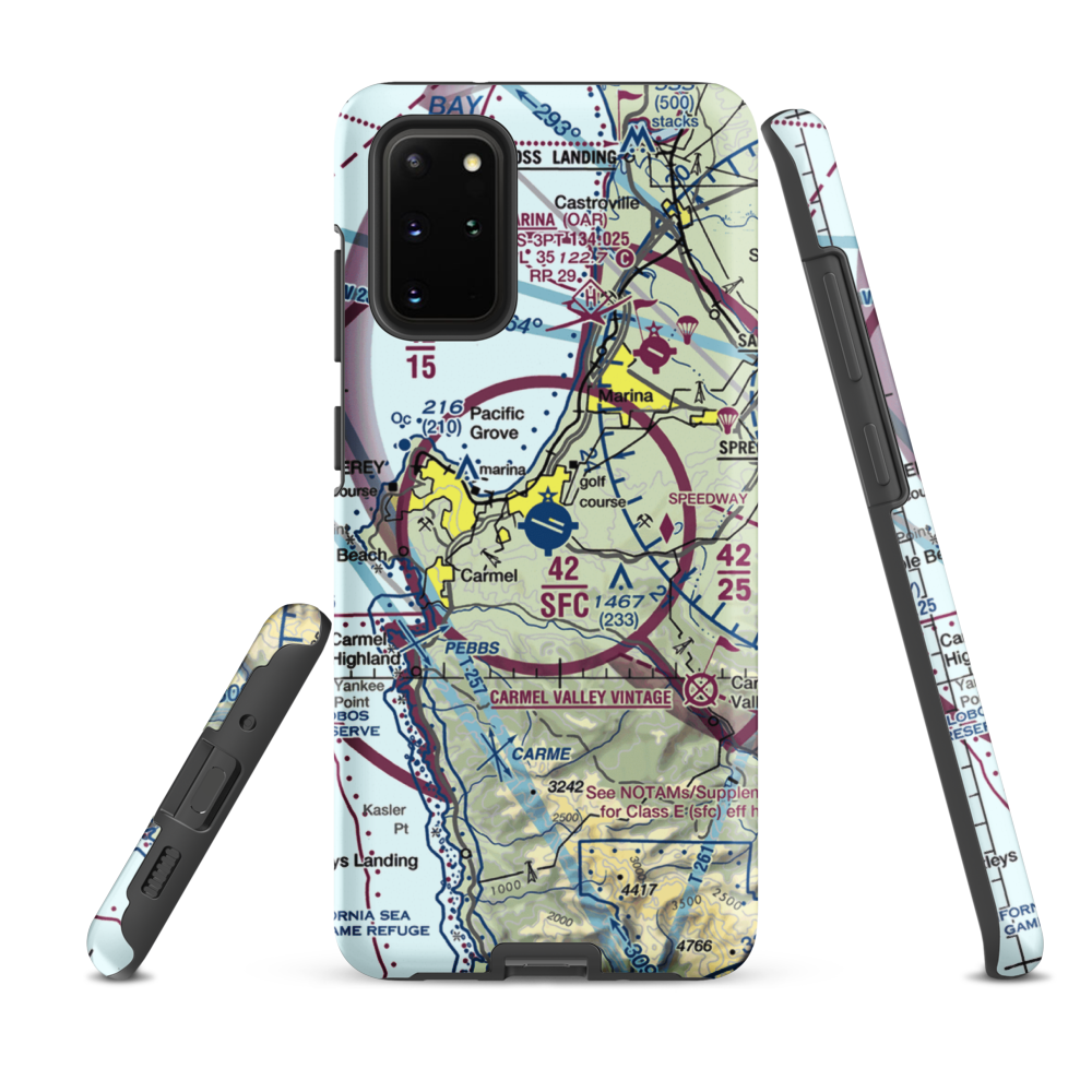 Monterey Peninsula Airport (MRY) VFR Sectional Samsung Phone Case Samsung Galaxy S20 Plus model shown