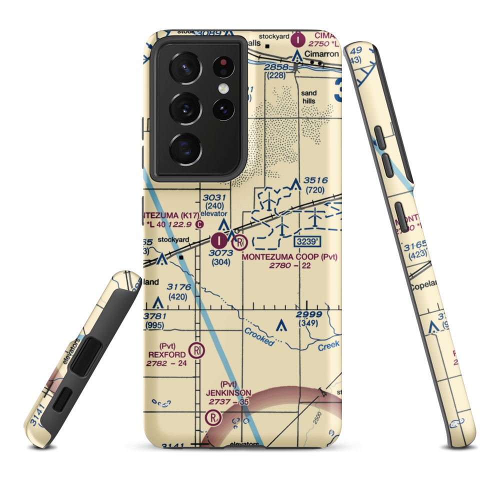 Montezuma Coop Airport (67KS) VFR Sectional Samsung Phone Case Samsung Galaxy S21 Ultra model shown