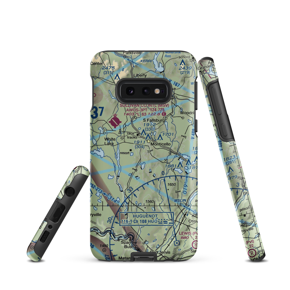 Monticello Airport (N37) VFR Sectional Samsung Phone Case Samsung Galaxy S10e model shown