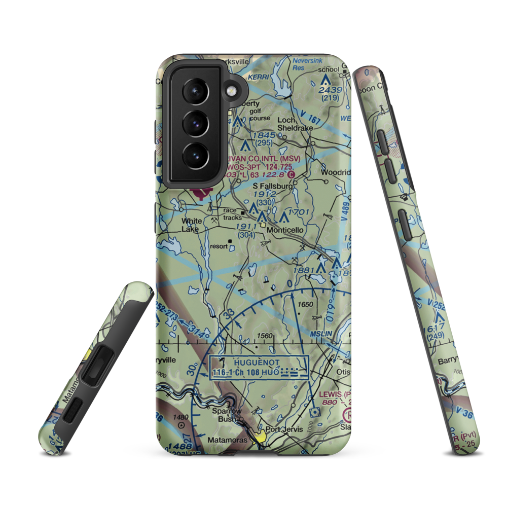 Monticello Airport (N37) VFR Sectional Samsung Phone Case Samsung Galaxy S21 FE model shown