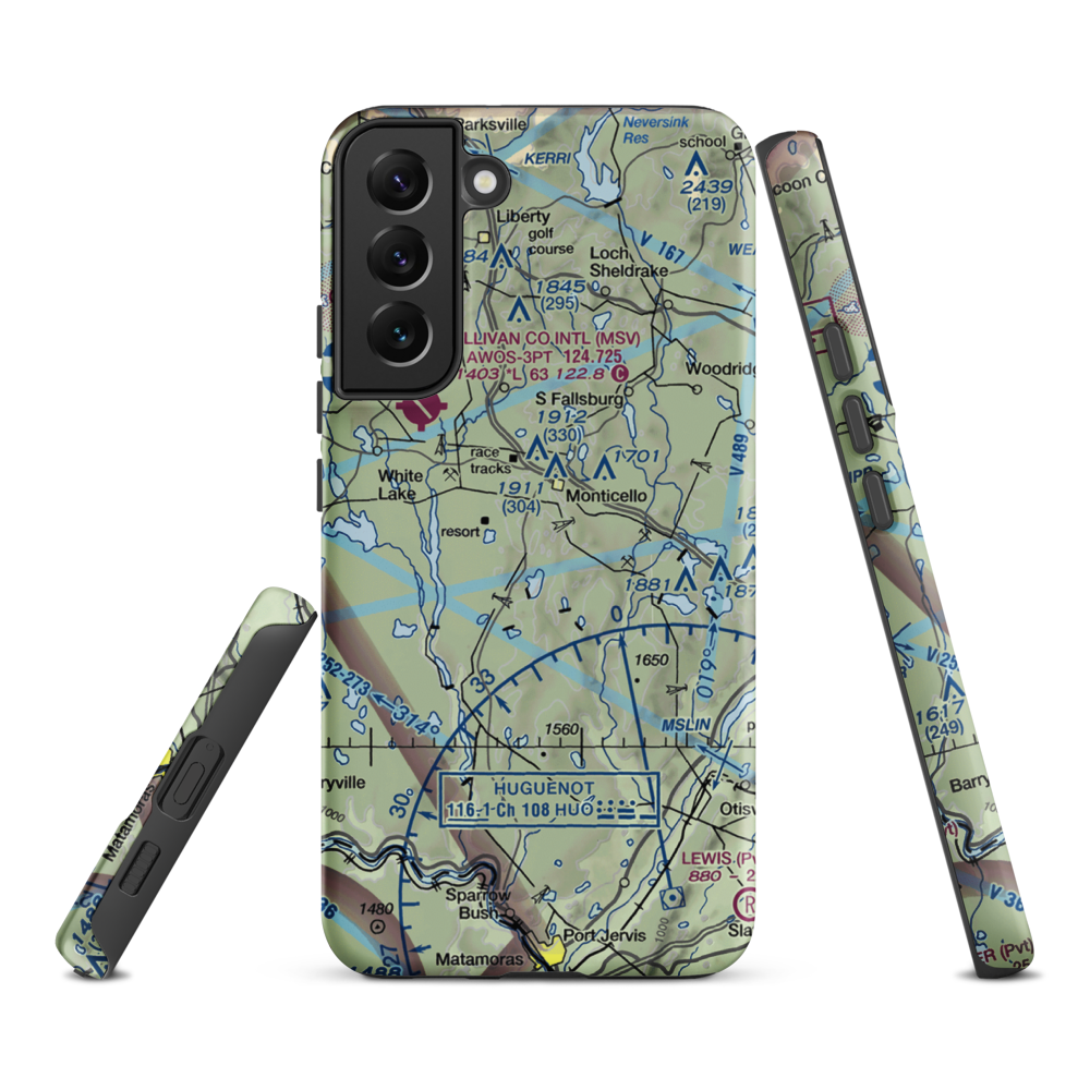 Monticello Airport (N37) VFR Sectional Samsung Phone Case Samsung Galaxy S22 Plus model shown
