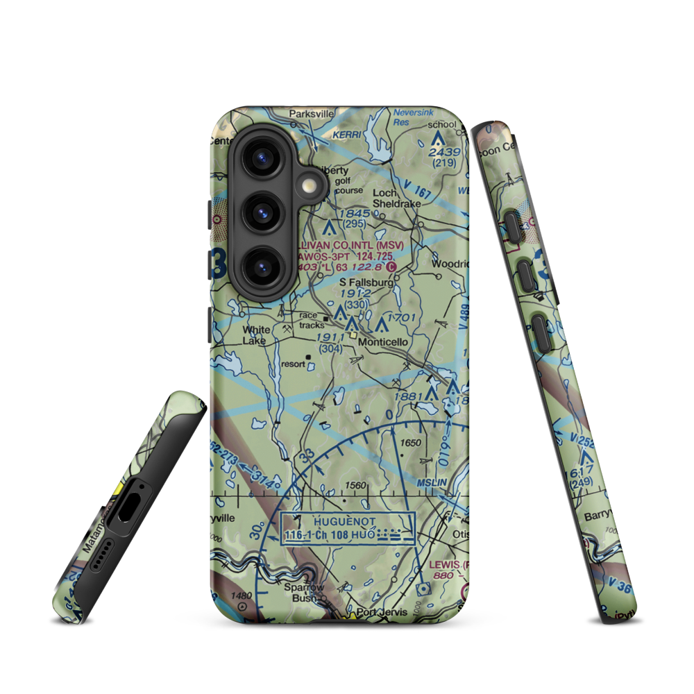 Monticello Airport (N37) VFR Sectional Samsung Phone Case Samsung Galaxy S24 model shown