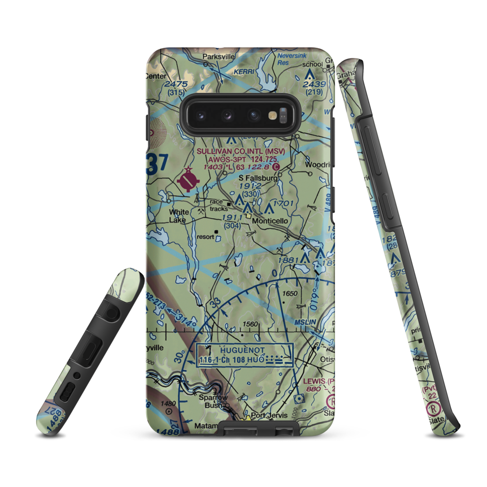 Monticello Airport (N37) VFR Sectional Samsung Phone Case Samsung Galaxy S10 Plus model shown