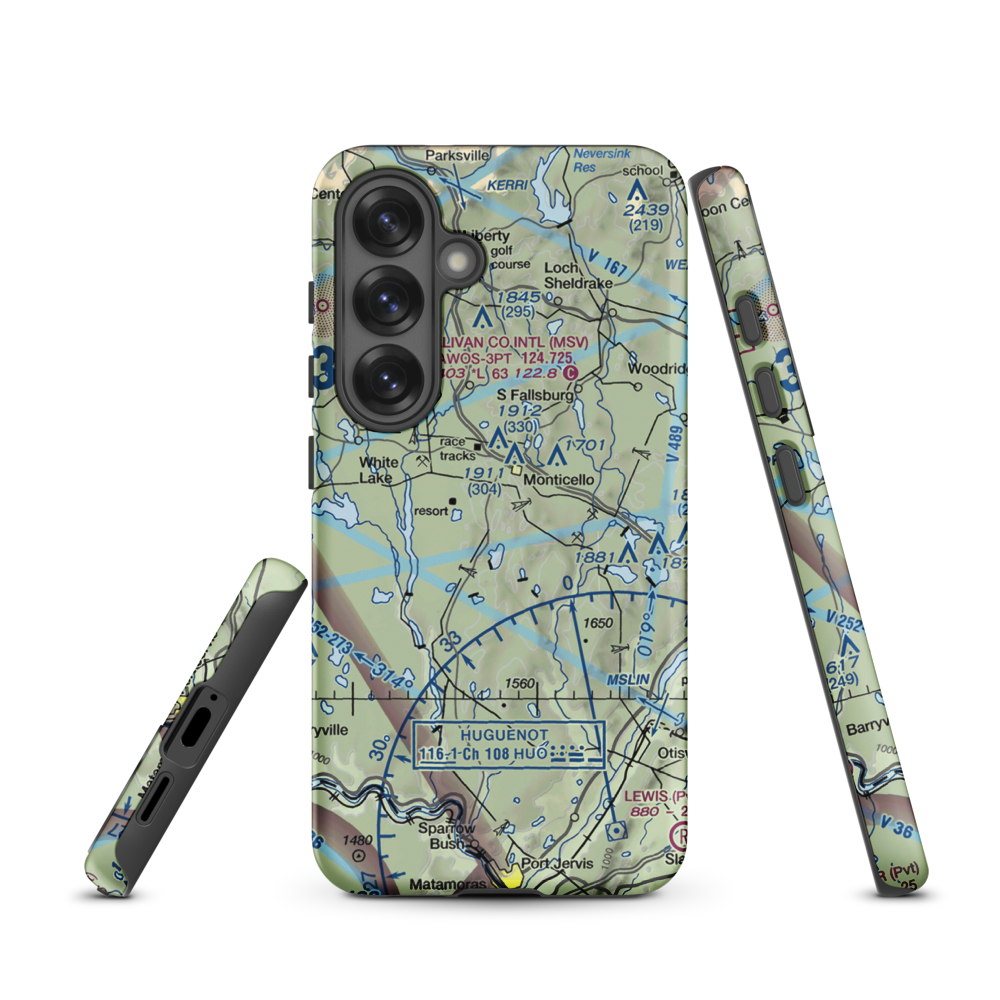 Monticello Airport (N37) VFR Sectional Samsung Phone Case Samsung Galaxy S25 model shown