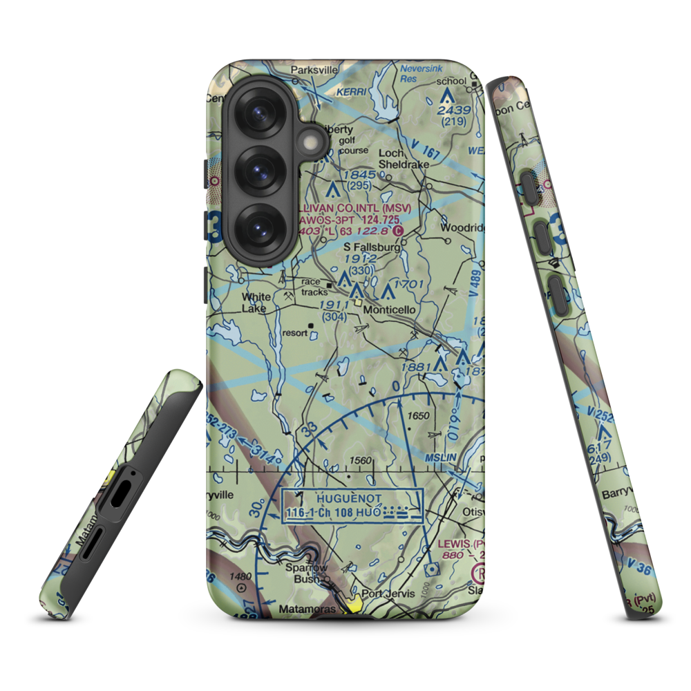 Monticello Airport (N37) VFR Sectional Samsung Phone Case Samsung Galaxy S25 Plus model shown