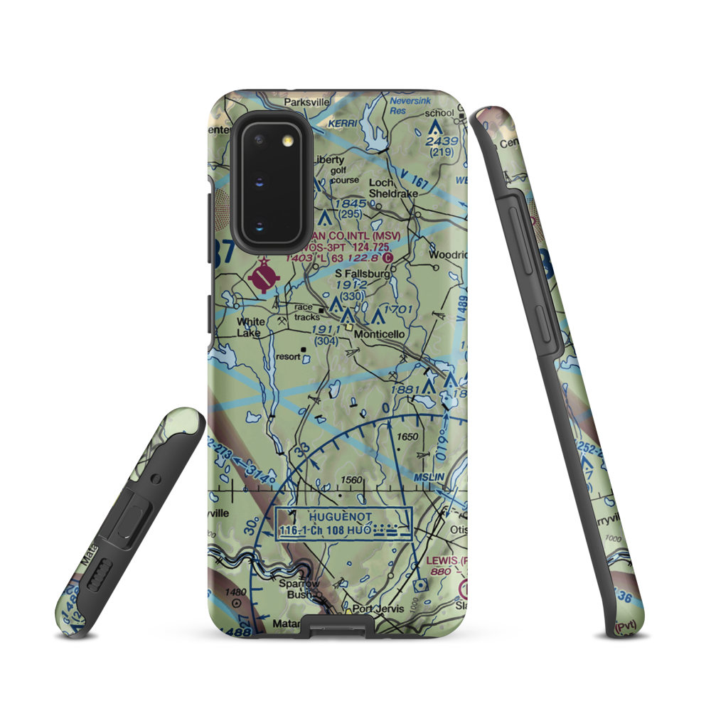 Monticello Airport (N37) VFR Sectional Samsung Phone Case Samsung Galaxy S20 model shown