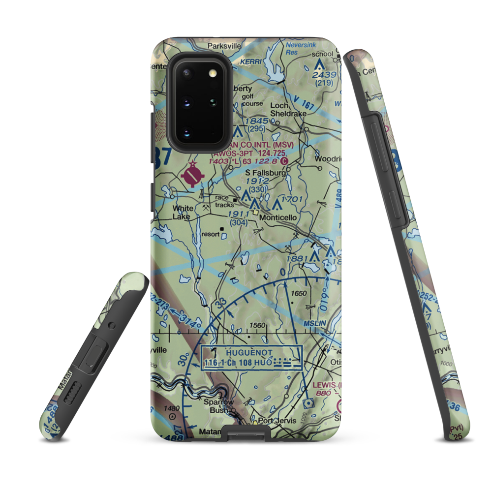 Monticello Airport (N37) VFR Sectional Samsung Phone Case Samsung Galaxy S20 Plus model shown