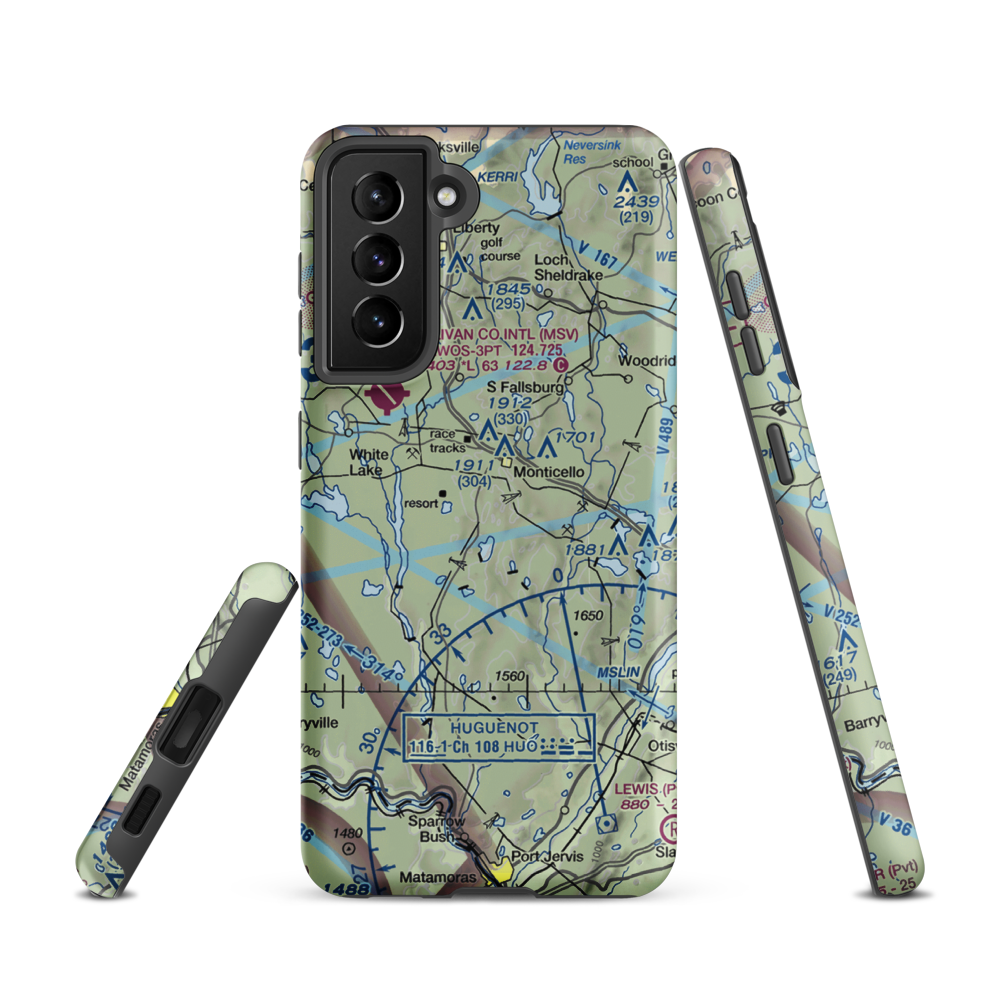 Monticello Airport (N37) VFR Sectional Samsung Phone Case Samsung Galaxy S21 model shown