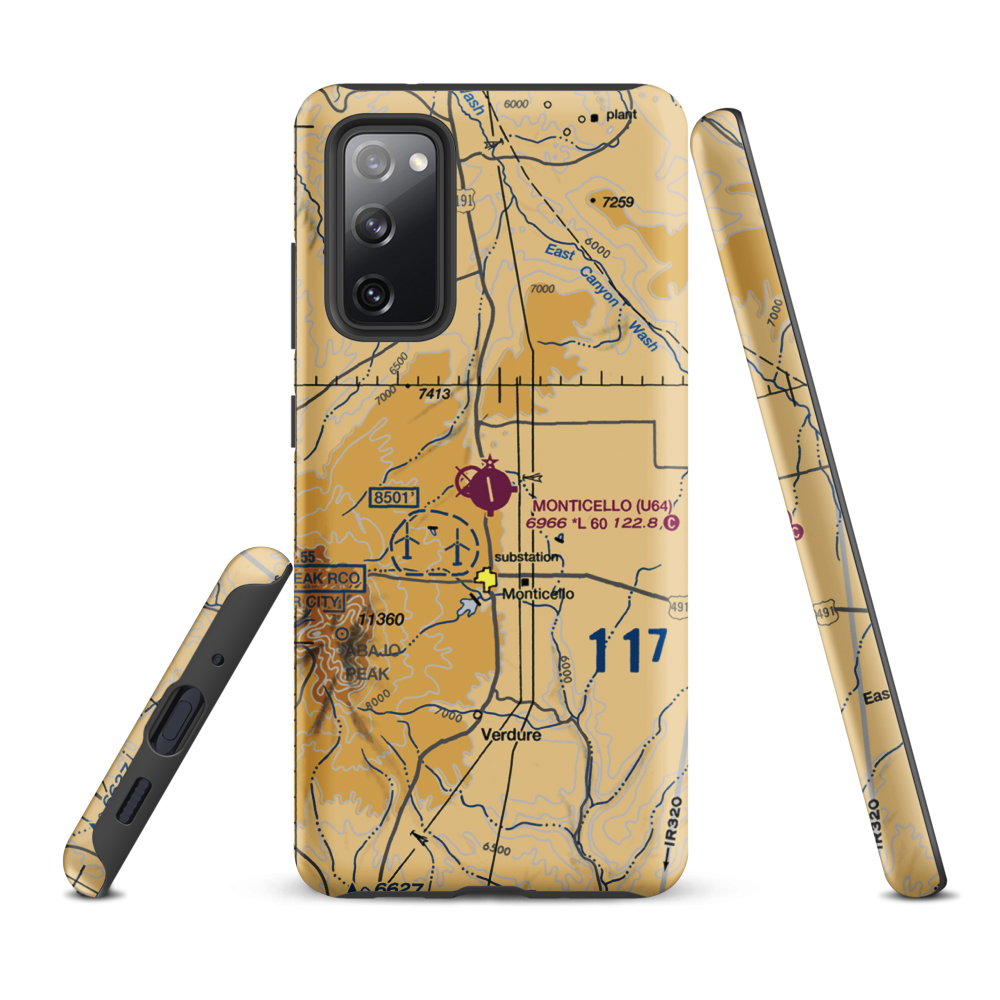 Monticello Airport (U64) VFR Sectional Samsung Phone Case Samsung Galaxy S20 FE model shown