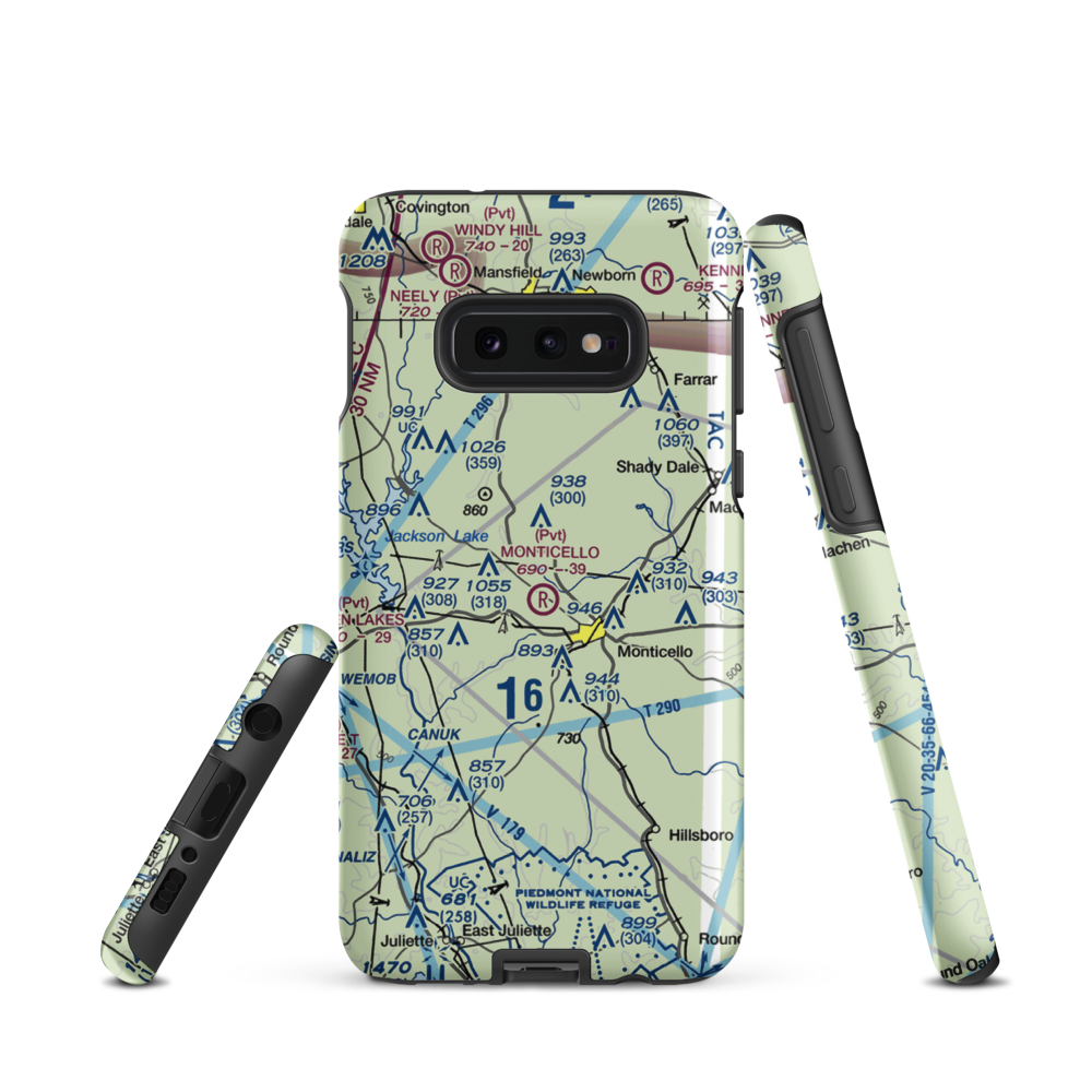 Monticello Sky Ranch Airport (GA06) VFR Sectional Samsung Phone Case Samsung Galaxy S10 Plus model shown