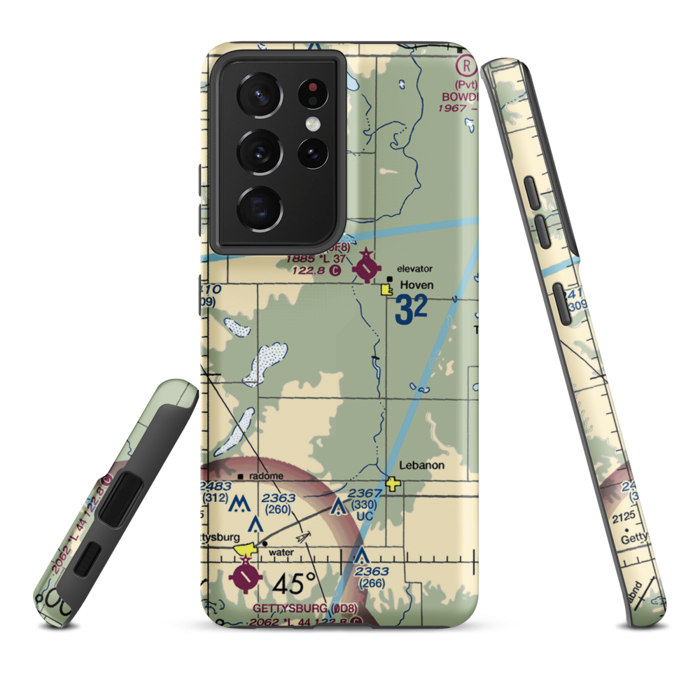Monty Harer Airstrip (SD79) VFR Sectional Samsung Phone Case Samsung Galaxy S21 Plus model shown