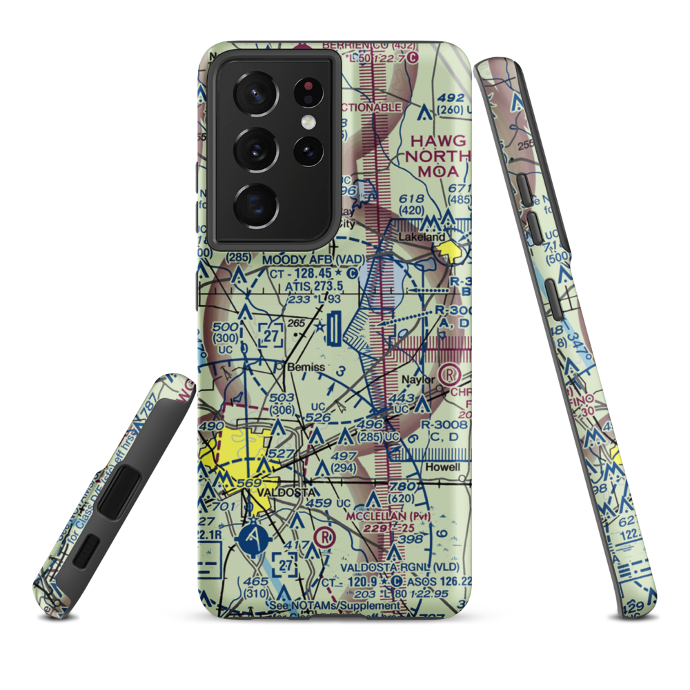 Moody Air Force Base (VAD) VFR Sectional Samsung Phone Case Samsung Galaxy S21 Plus model shown