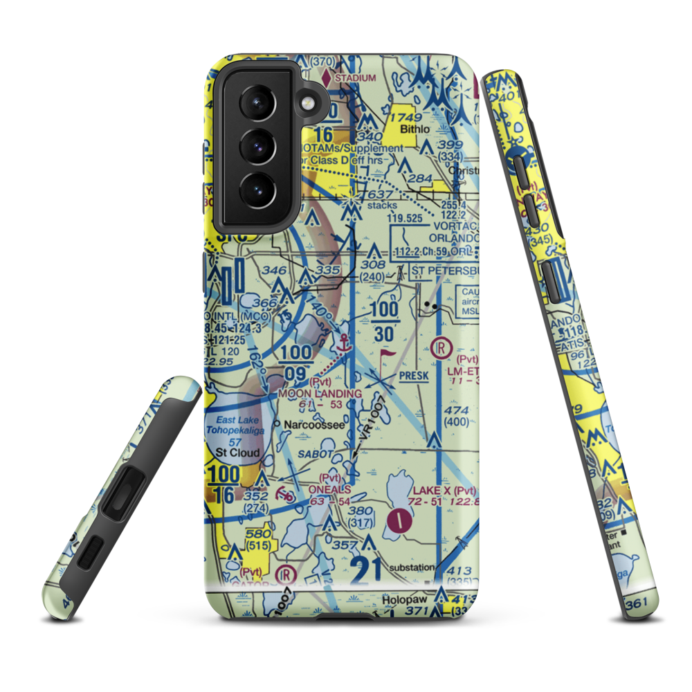 Moon Landing Seaplane Base (FD21) VFR Sectional Samsung Phone Case Samsung Galaxy S21 Plus model shown