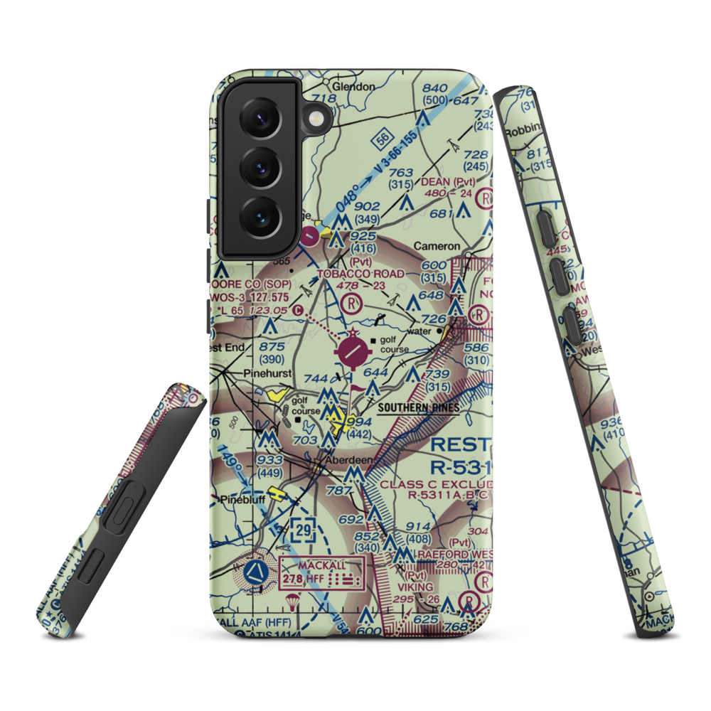 Moore County Airport (SOP) VFR Sectional Samsung Phone Case Samsung Galaxy S22 Plus model shown