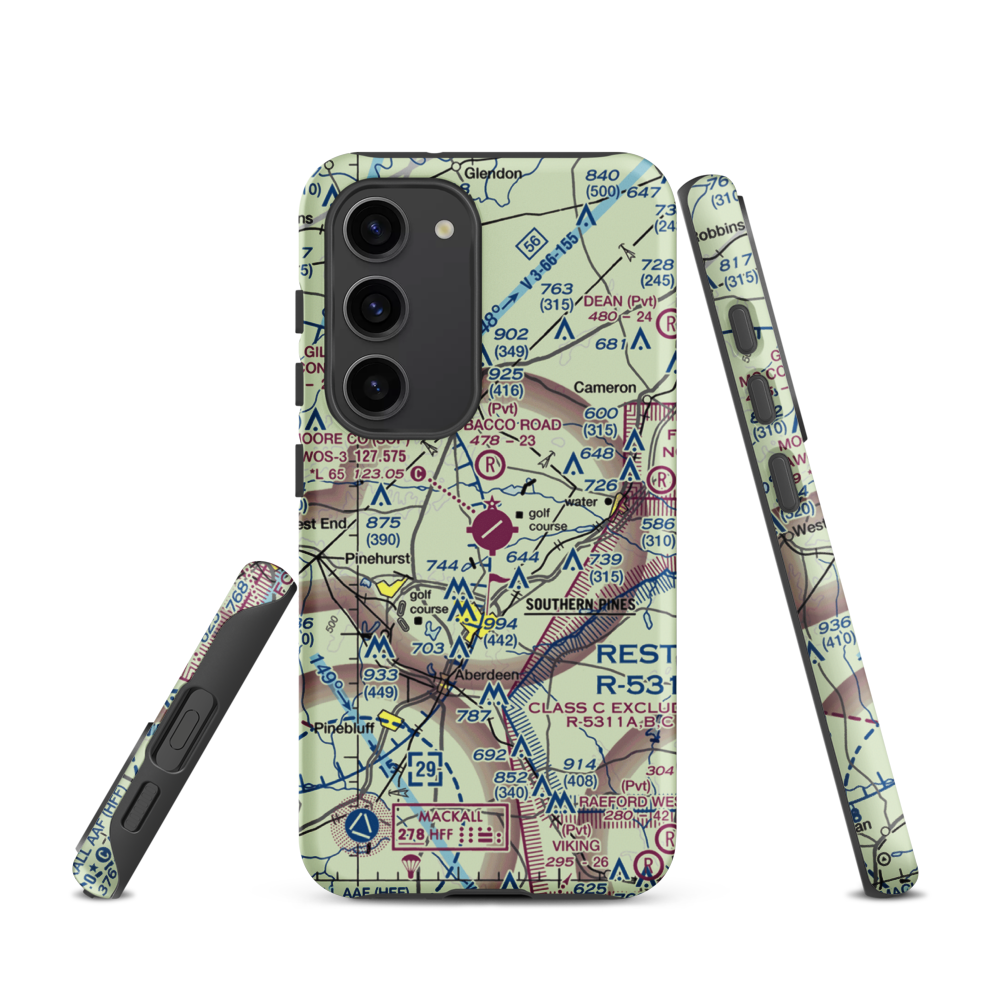 Moore County Airport (SOP) VFR Sectional Samsung Phone Case Samsung Galaxy S23 model shown