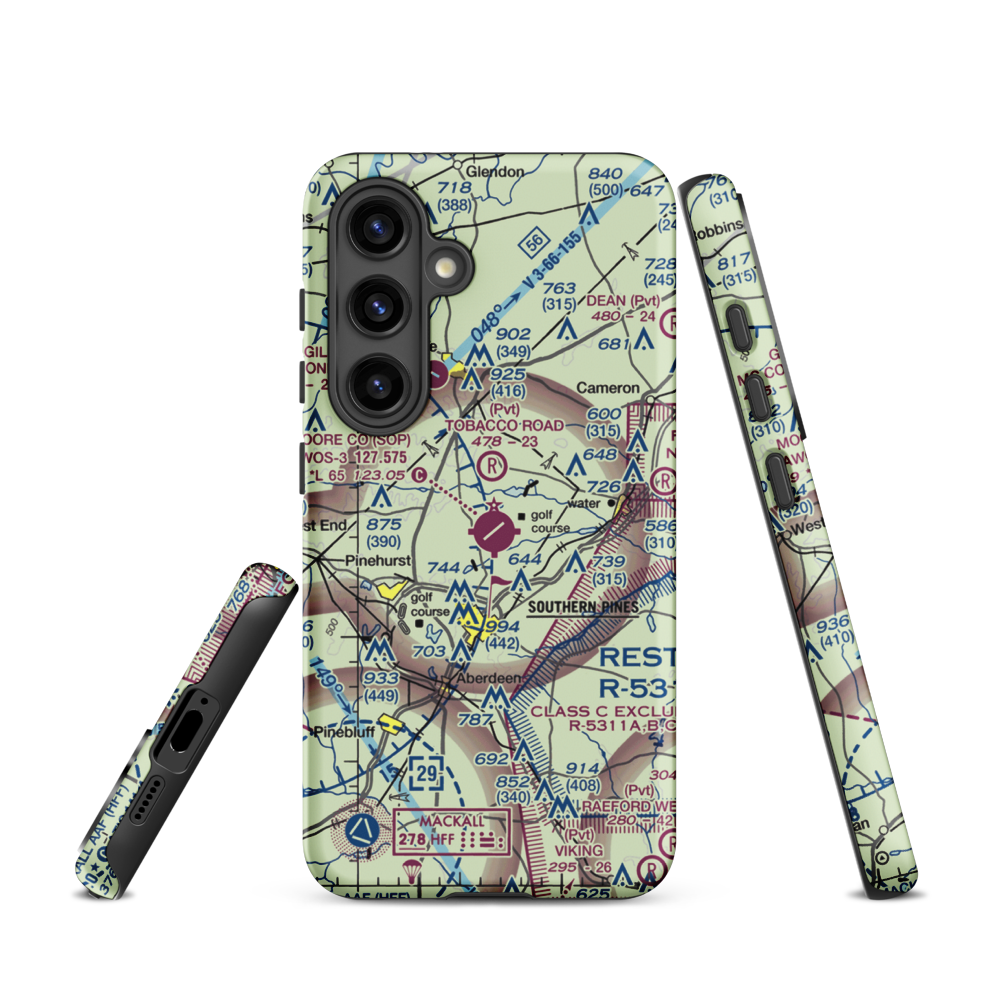 Moore County Airport (SOP) VFR Sectional Samsung Phone Case Samsung Galaxy S24 model shown