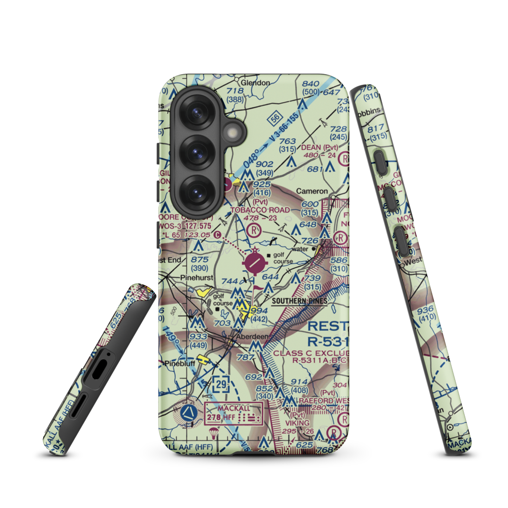 Moore County Airport (SOP) VFR Sectional Samsung Phone Case Samsung Galaxy S25 model shown