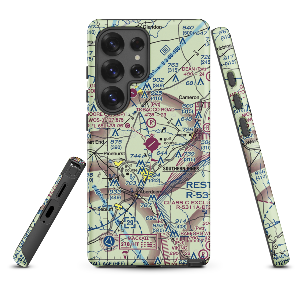 Moore County Airport (SOP) VFR Sectional Samsung Phone Case Samsung Galaxy S25 Ultra model shown