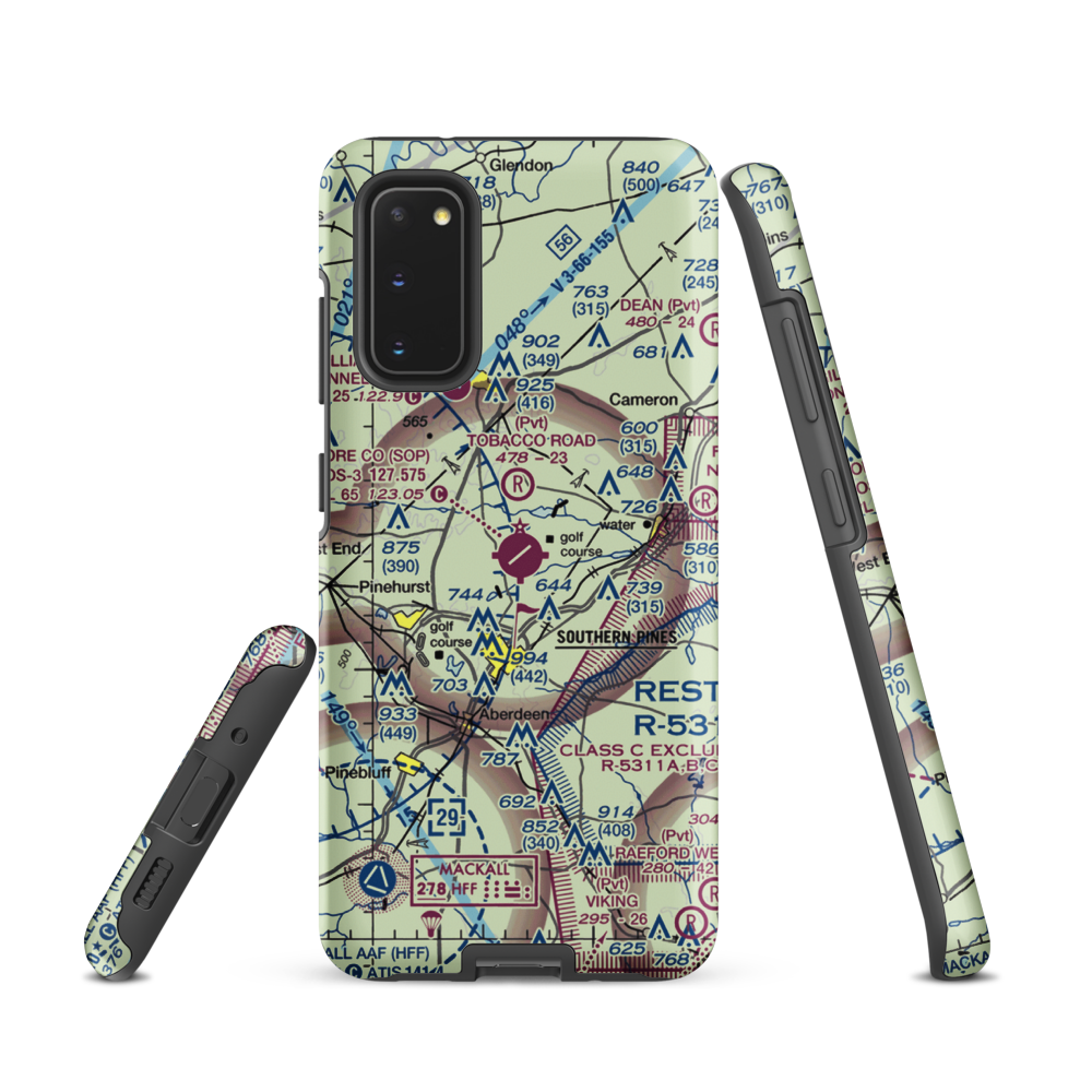 Moore County Airport (SOP) VFR Sectional Samsung Phone Case Samsung Galaxy S20 model shown