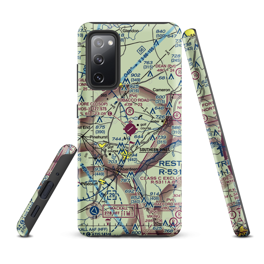 Moore County Airport (SOP) VFR Sectional Samsung Phone Case Samsung Galaxy S20 FE model shown