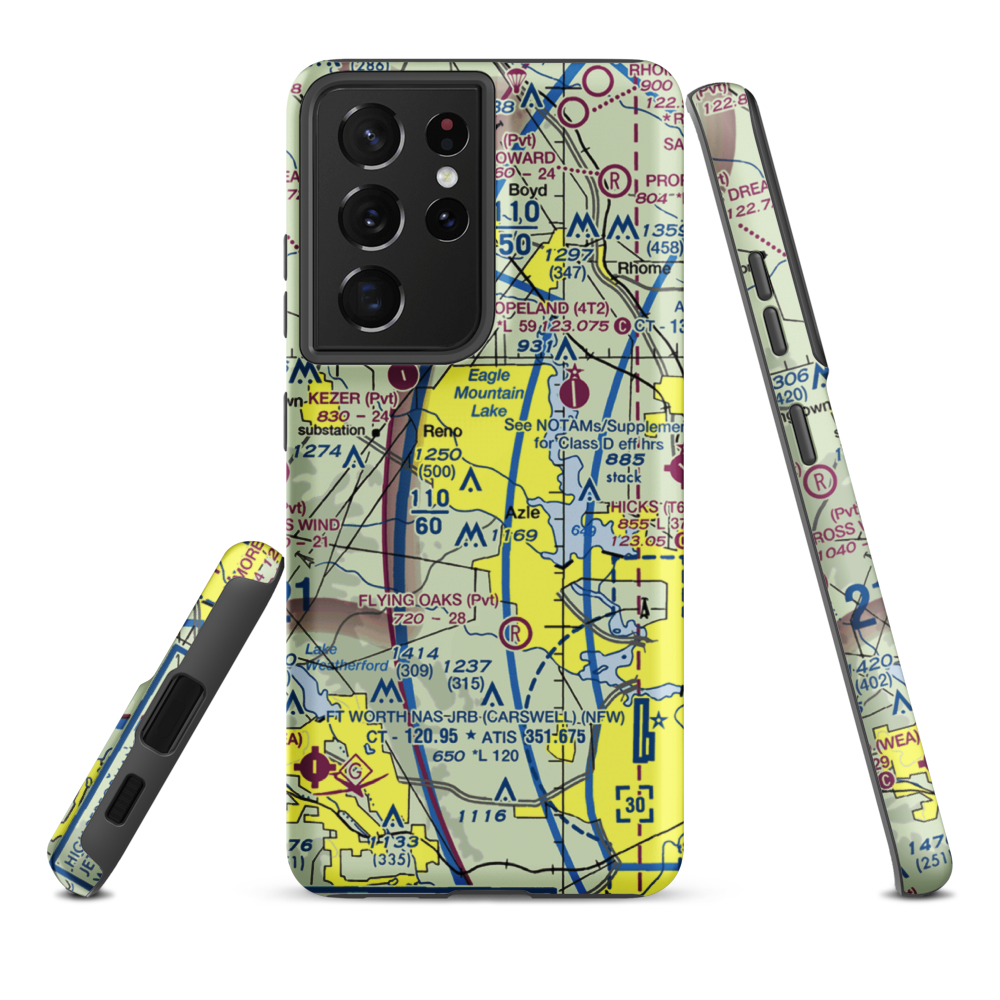 Moore Private Airport (73TE) VFR Sectional Samsung Phone Case Samsung Galaxy S21 Ultra model shown