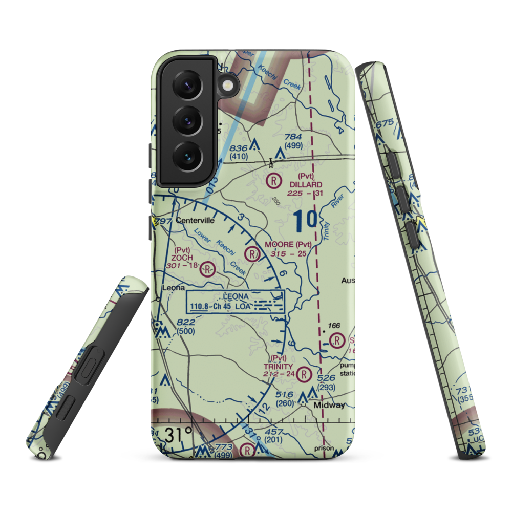 Moore Ranch Airport (24TA) VFR Sectional Samsung Phone Case Samsung Galaxy S22 Plus model shown
