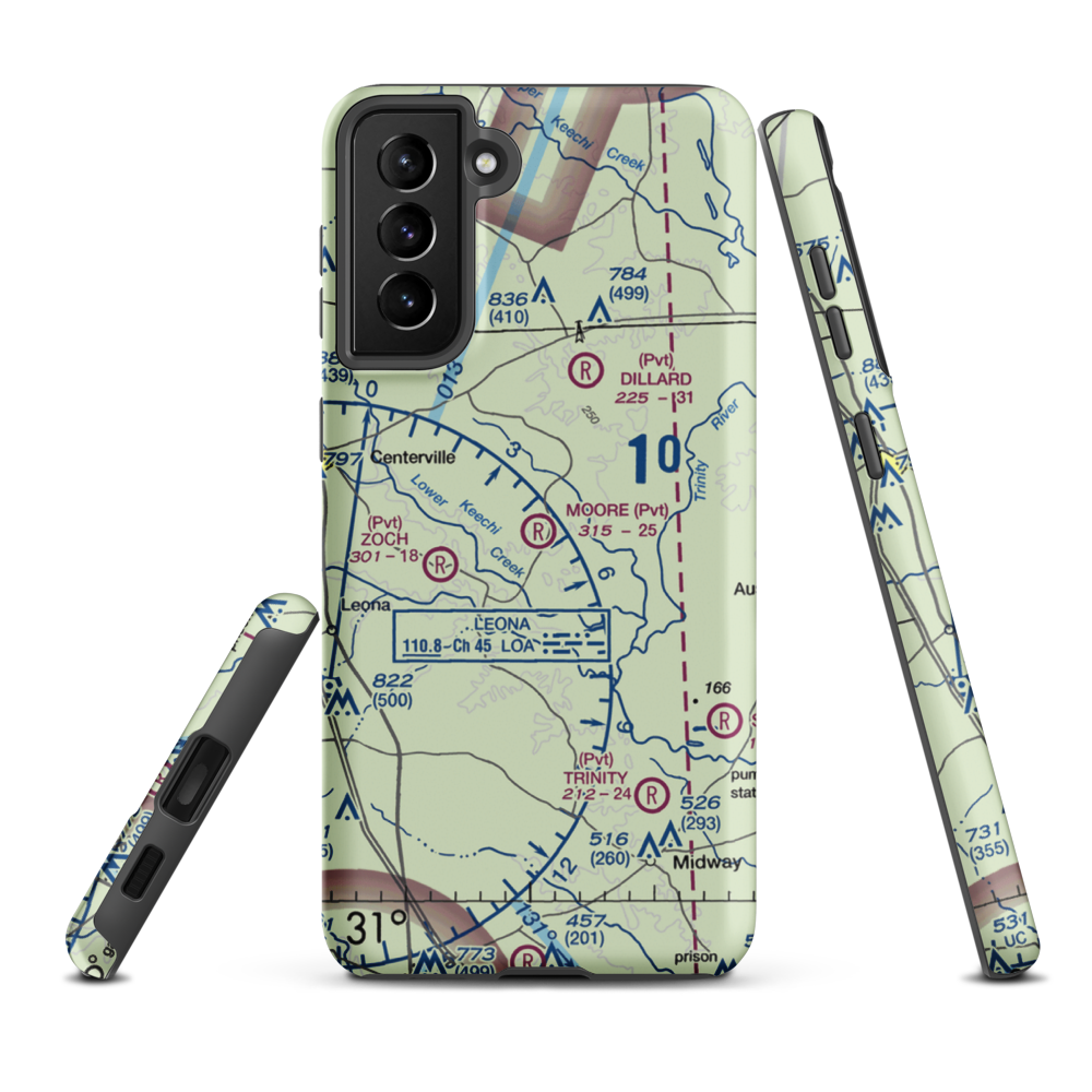 Moore Ranch Airport (24TA) VFR Sectional Samsung Phone Case Samsung Galaxy S21 Plus model shown