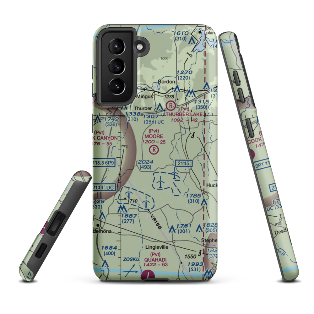 Moore Ranch Airport (83TS) VFR Sectional Samsung Phone Case Samsung Galaxy S21 FE model shown