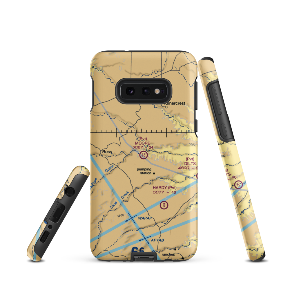 Moore Ranch Airport (84WY) VFR Sectional Samsung Phone Case Samsung Galaxy S10e model shown