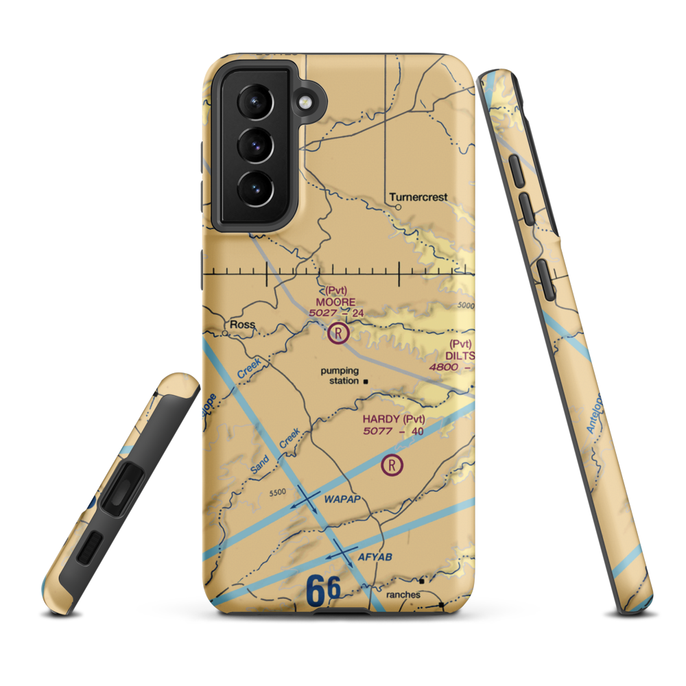 Moore Ranch Airport (84WY) VFR Sectional Samsung Phone Case Samsung Galaxy S21 Plus model shown
