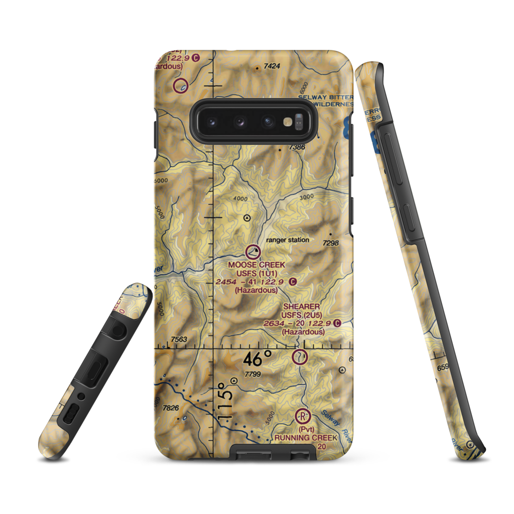 Moose Creek /US Forest Service/ Airport (1U1) VFR Sectional Samsung Phone Case Samsung Galaxy S10 Plus model shown