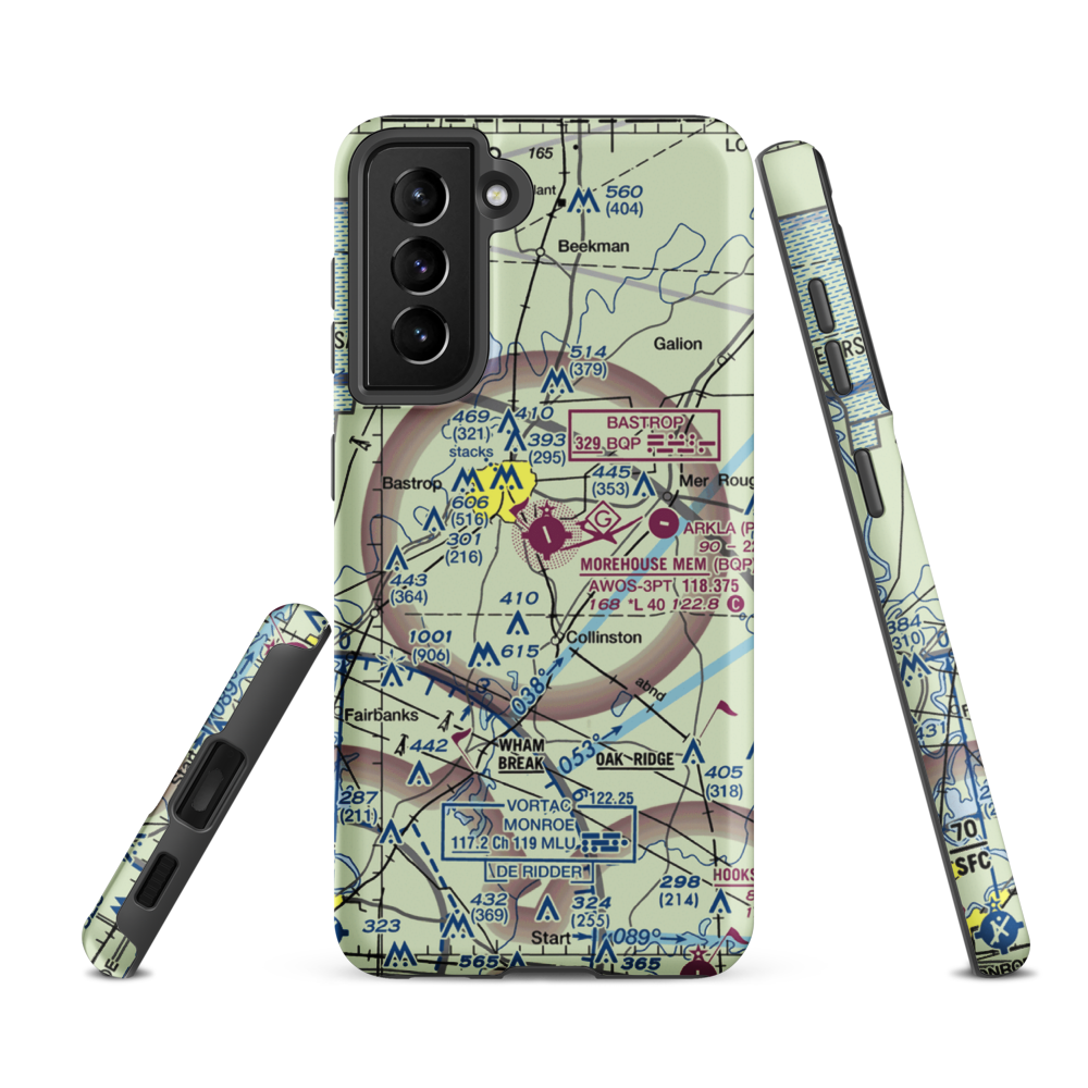 Morehouse Memorial Airport (BQP) VFR Sectional Samsung Phone Case Samsung Galaxy S21 FE model shown