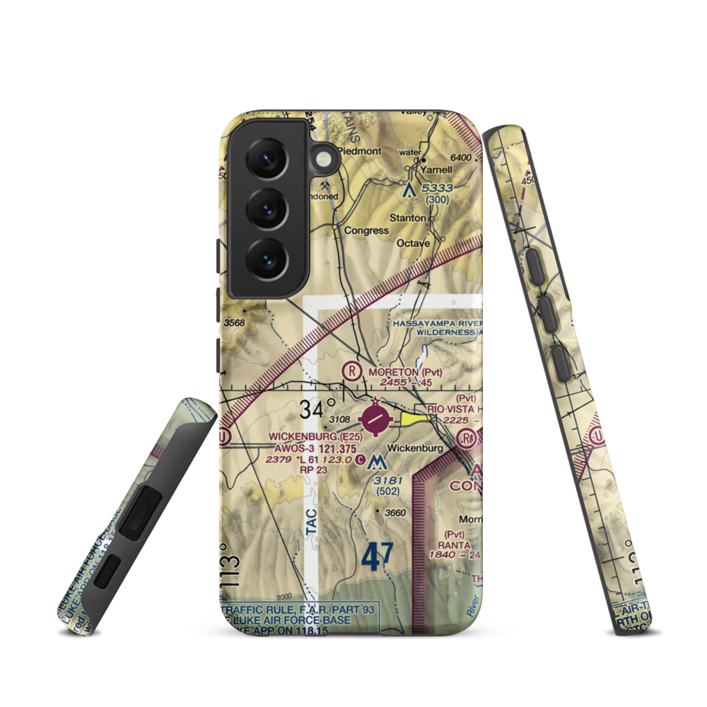 Moreton Airpark (23AZ) VFR Sectional Samsung Phone Case Samsung Galaxy S22 model shown