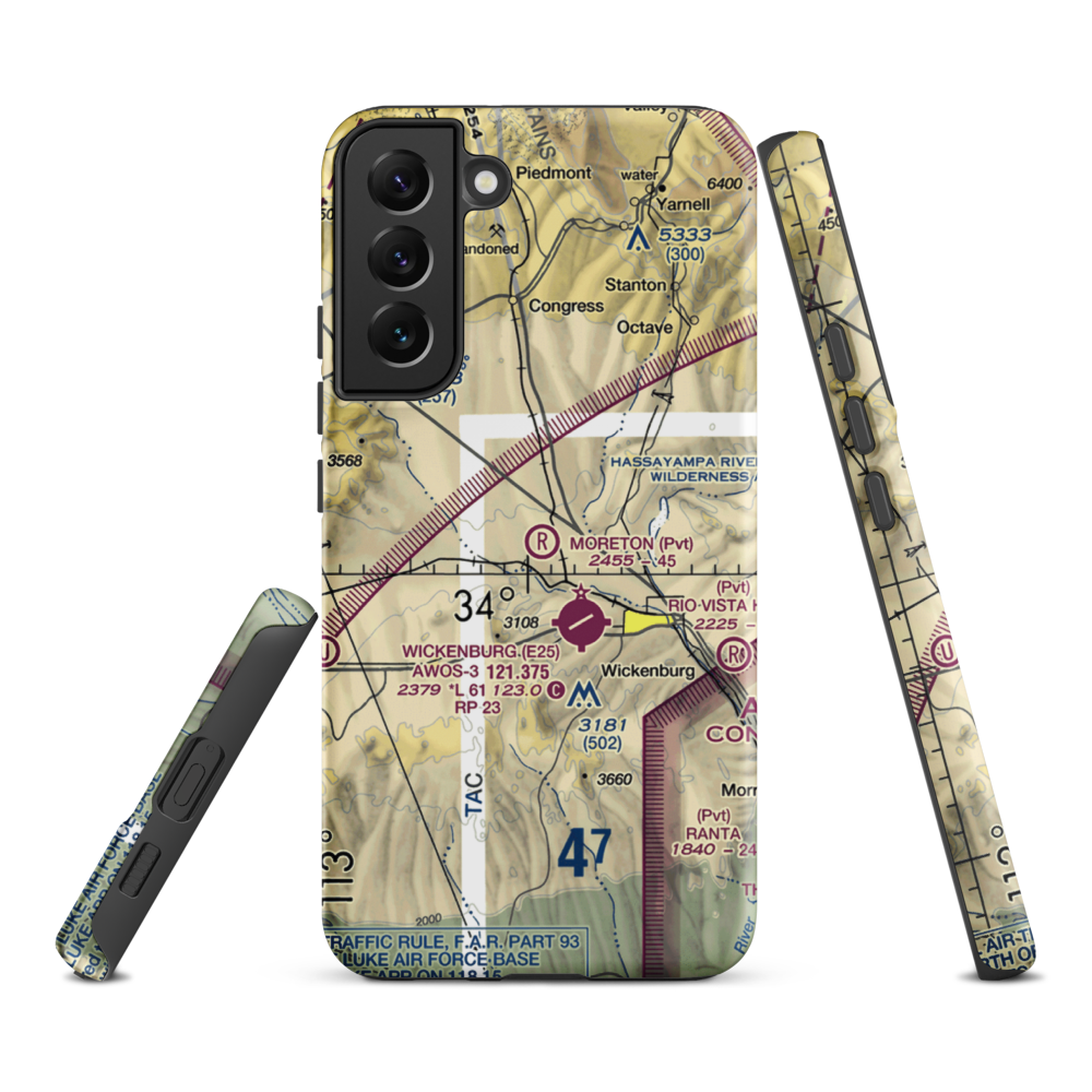 Moreton Airpark (23AZ) VFR Sectional Samsung Phone Case Samsung Galaxy S22 Plus model shown