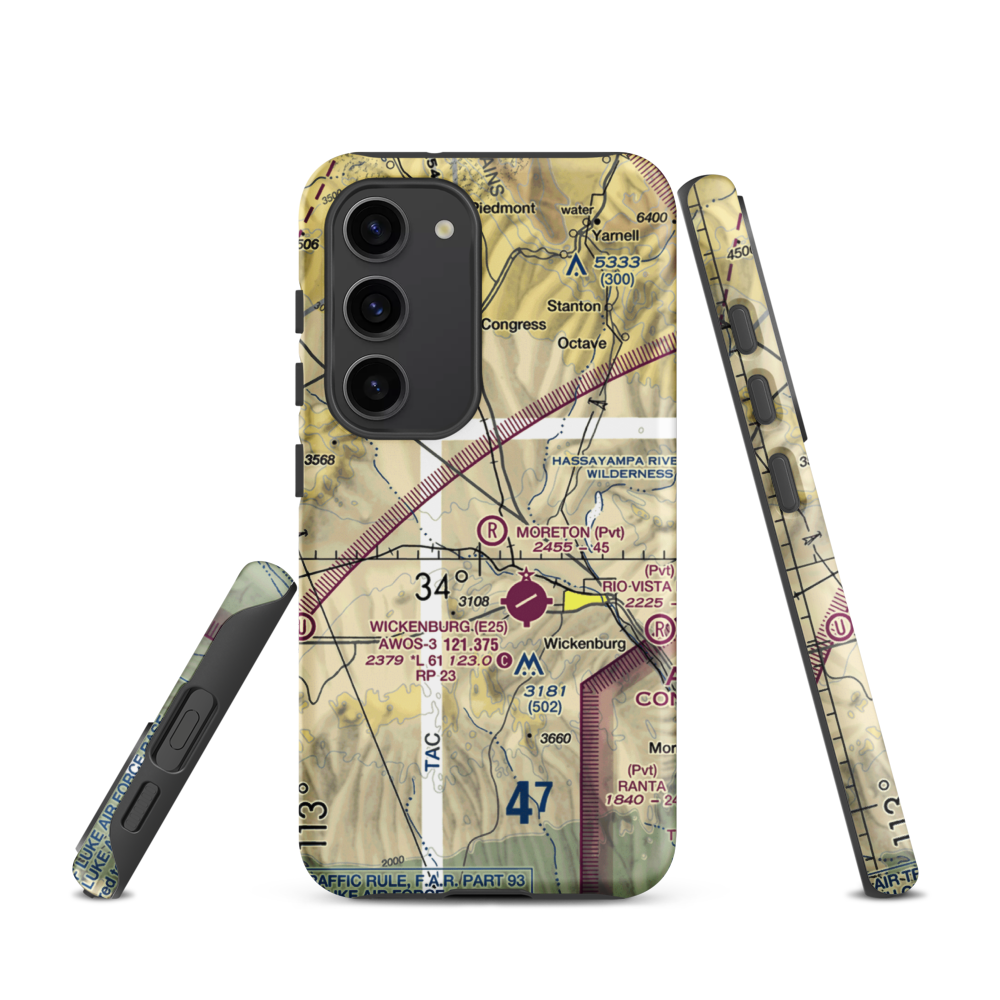 Moreton Airpark (23AZ) VFR Sectional Samsung Phone Case Samsung Galaxy S23 model shown