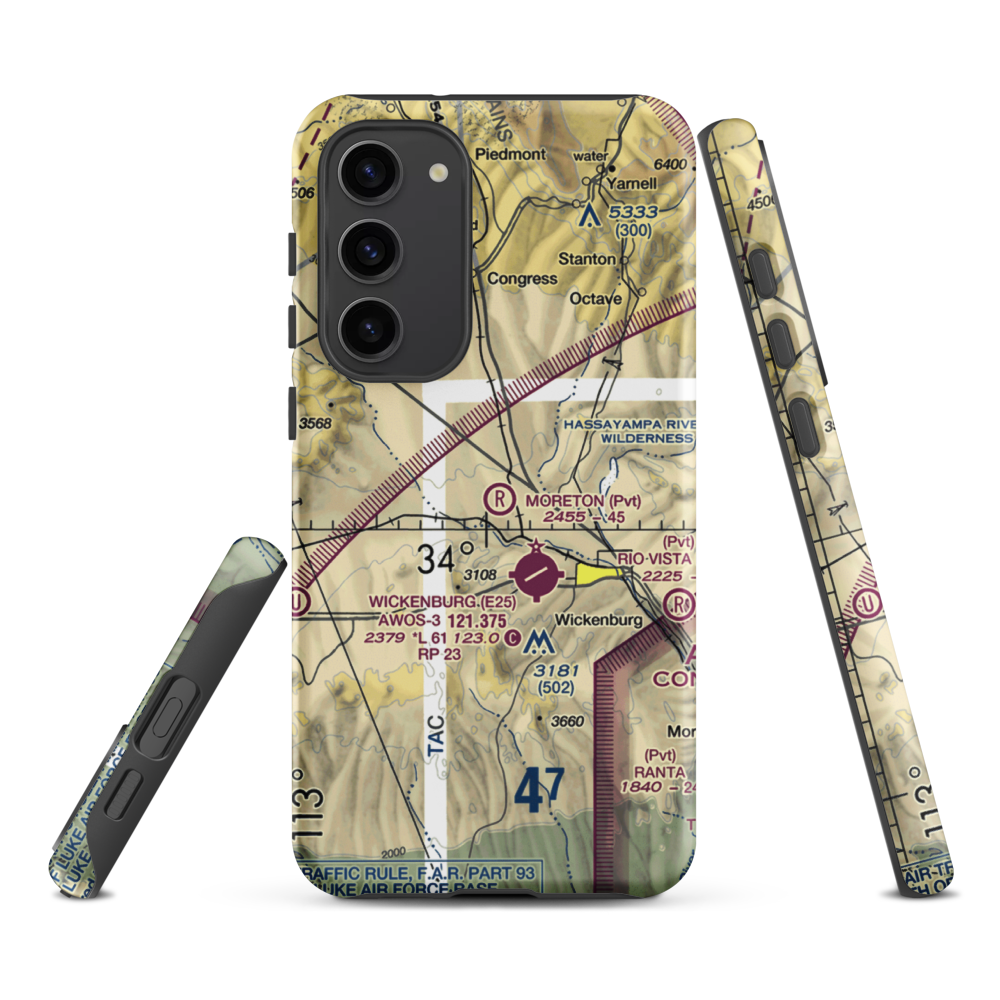 Moreton Airpark (23AZ) VFR Sectional Samsung Phone Case Samsung Galaxy S23 Plus model shown