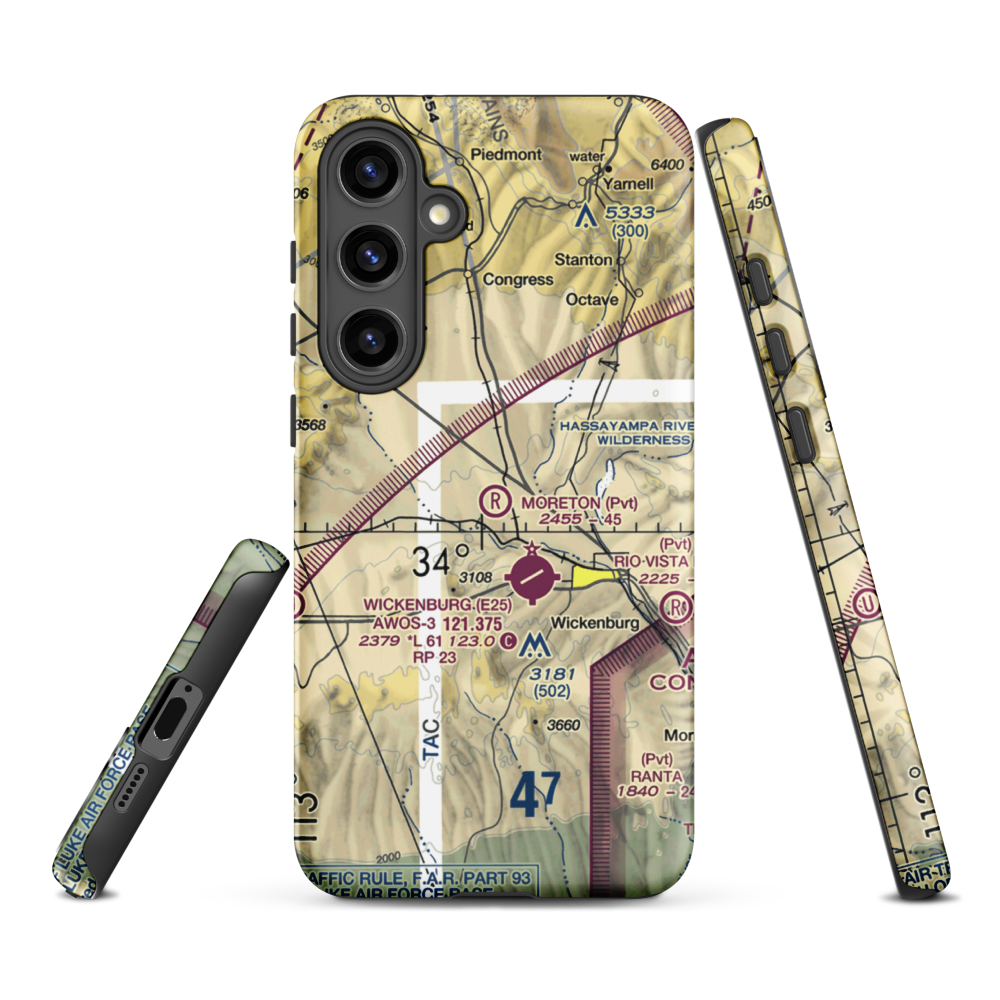 Moreton Airpark (23AZ) VFR Sectional Samsung Phone Case Samsung Galaxy S24 Plus model shown