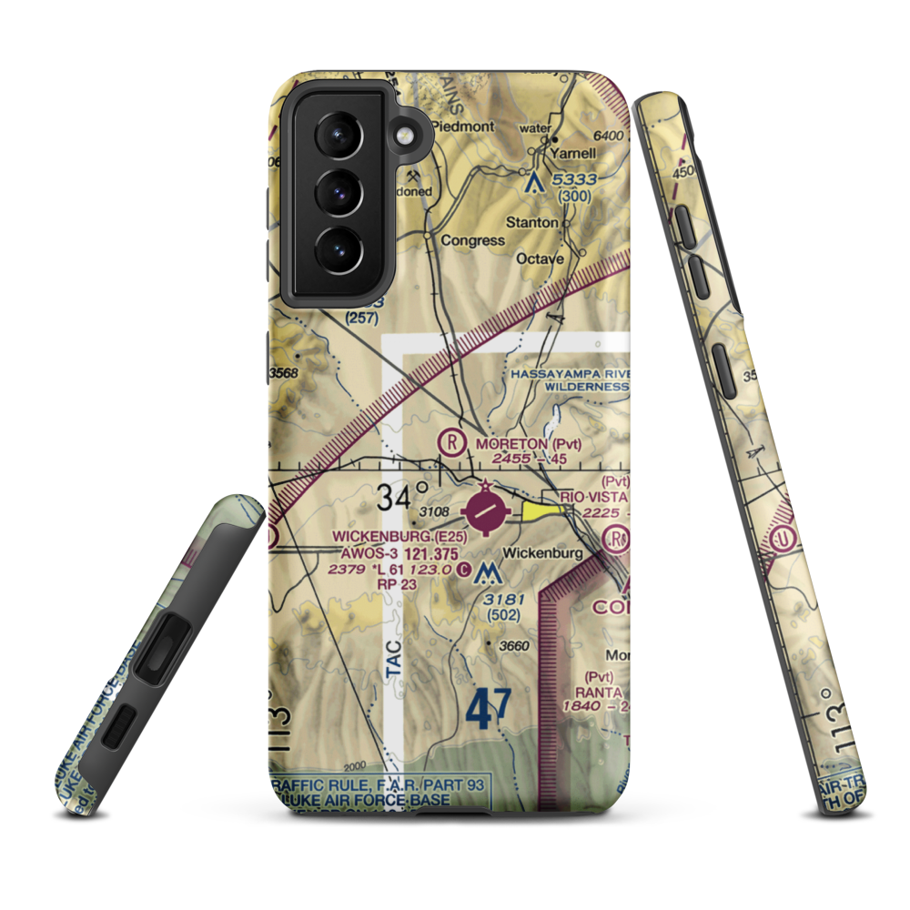 Moreton Airpark (23AZ) VFR Sectional Samsung Phone Case Samsung Galaxy S21 FE model shown