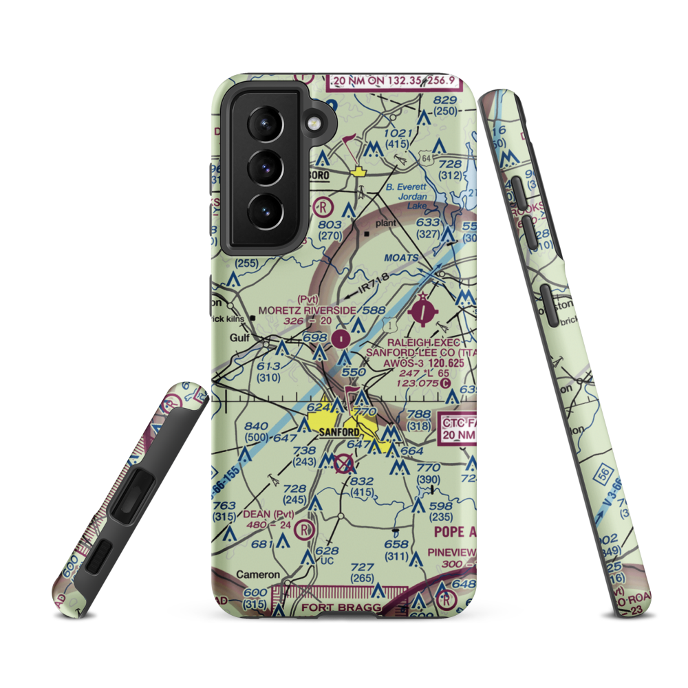 Moretz Riverside Landing Airport (NC00) VFR Sectional Samsung Phone Case Samsung Galaxy S21 FE model shown